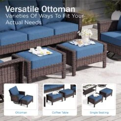 Phi Villa Outdoor Rattan Furniture Wicker 7-Seater Patio Swivel Sofa Sets With Coffee Table -Phi Villa phi villa outdoor 7 seater sofa rattan furniture01