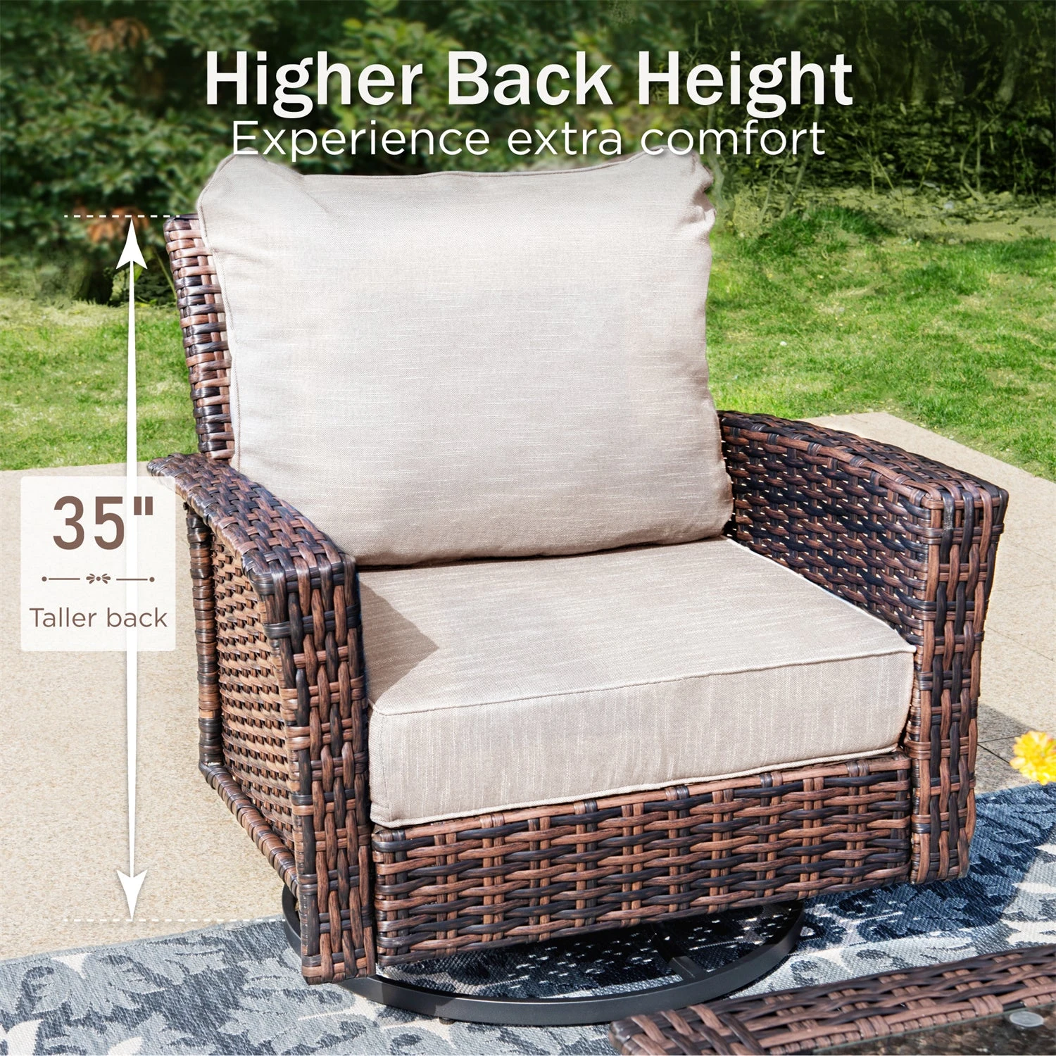 Phi Villa Patio Rattan Furniture Wicker 7-Seater Outdoor Swivel Sofa Sets 16 Phi Villa Patio Rattan Furniture Wicker 7-Seater Outdoor Swivel Sofa Sets - Image 14