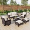 Phi Villa Outdoor Rattan Furniture Wicker 7-Seater Patio Swivel Sofa Sets With Coffee Table -Phi Villa phi villa outdoor 7 seater sofa rattan furniture20
