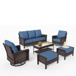 Phi Villa Outdoor Rattan Furniture Wicker 7-Seater Patio Swivel Sofa Sets With Coffee Table -Phi Villa phi villa outdoor 7 seater sofa rattan furniture25