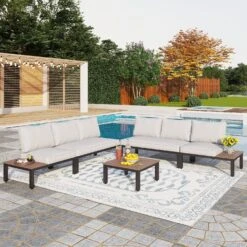 Phi Villa 6-Seater Patio Couch Modern Sectional Sofa With Cushions
