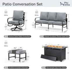 Phi Villa 7-Seater Patio Steel Conversation Sofa Sets With Leather Grain Fire Pit Table 31 Phi Villa 7-Seater Patio Steel Conversation Sofa Sets With Leather Grain Fire Pit Table -Phi Villa phi villa outdoor gray patio steel sofa set08