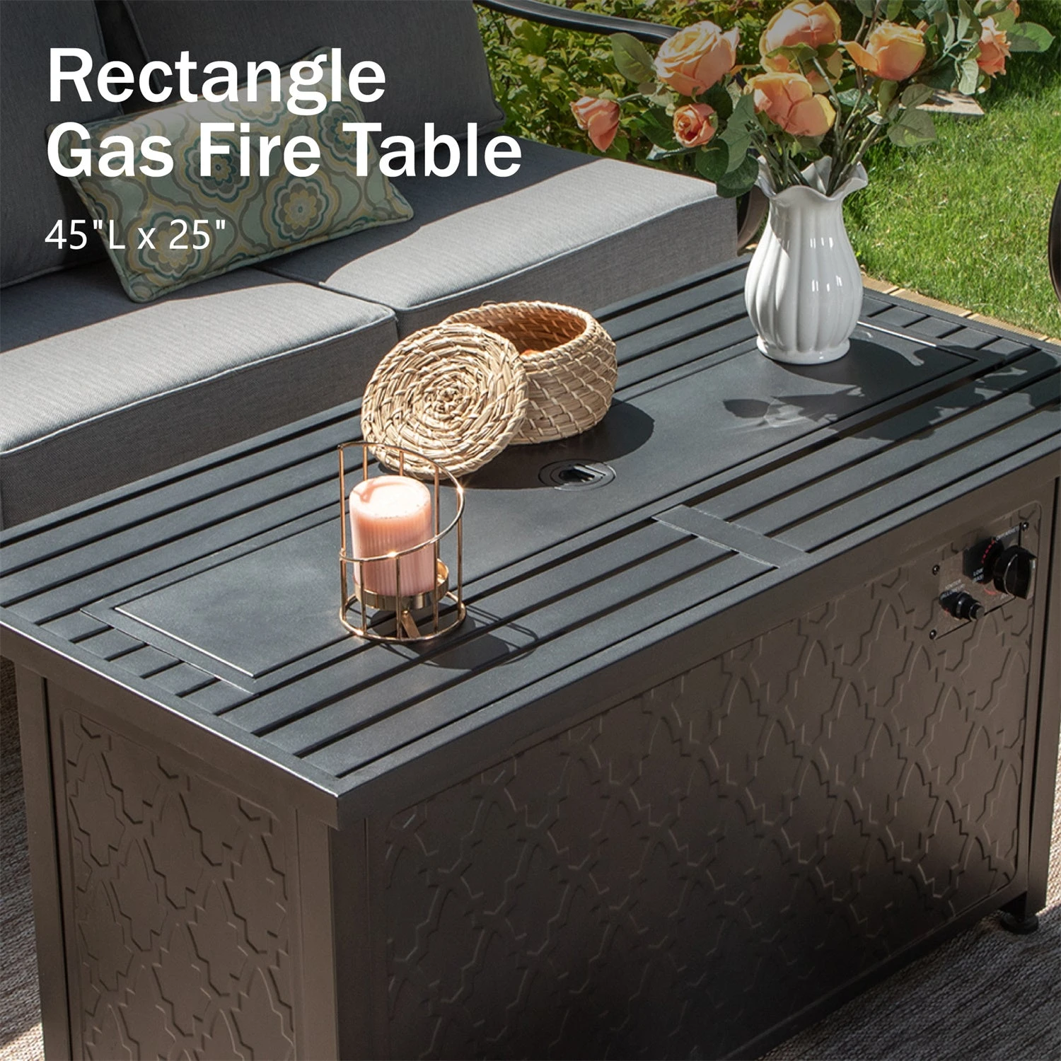 Phi Villa 7-Seater Patio Steel Conversation Sofa Sets With Leather Grain Fire Pit Table 10 Phi Villa 7-Seater Patio Steel Conversation Sofa Sets With Leather Grain Fire Pit Table - Image 8