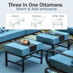 Phi Villa 7-Seater Outdoor Steel Conversation Sofa Set With Multi-functional Ottomans -Phi Villa phi villa outdoor patio steel sofa set09 cc6f5da1 31db 472a 935a 43caf4bd35d3