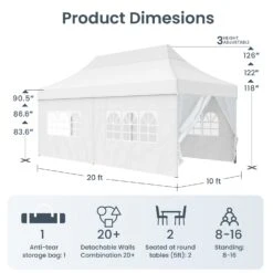 Phi Villa Pop Up Canopy Tent For Party Outdoor Gazebo With Wheeled Storage Bag -Phi Villa phi villa outdoor pop up canopy tent g09azebo for party wedding gazebo tent with wheeled storage bag