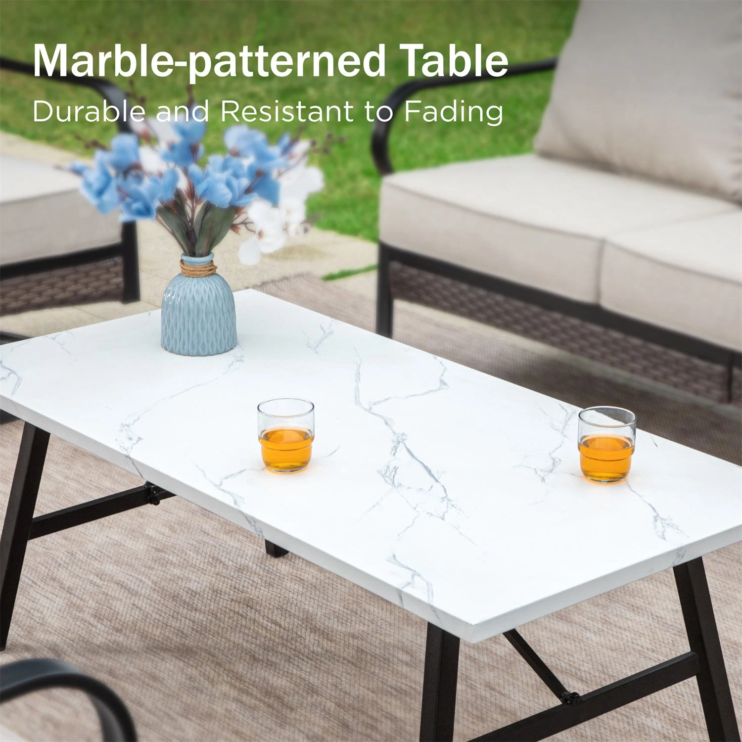 Phi Villa 4-Seater Outdoor Steel & Rattan Dark Color Sofa Set With Coffee Table 18 Phi Villa 4-Seater Outdoor Steel & Rattan Dark Color Sofa Set With Coffee Table - Image 16