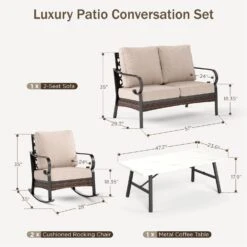 Phi Villa 4-Seater Outdoor Steel & Rattan Dark Color Sofa Set With Coffee Table 41 Phi Villa 4-Seater Outdoor Steel & Rattan Dark Color Sofa Set With Coffee Table -Phi Villa phi villa outdoor steel rattan beige sofa11