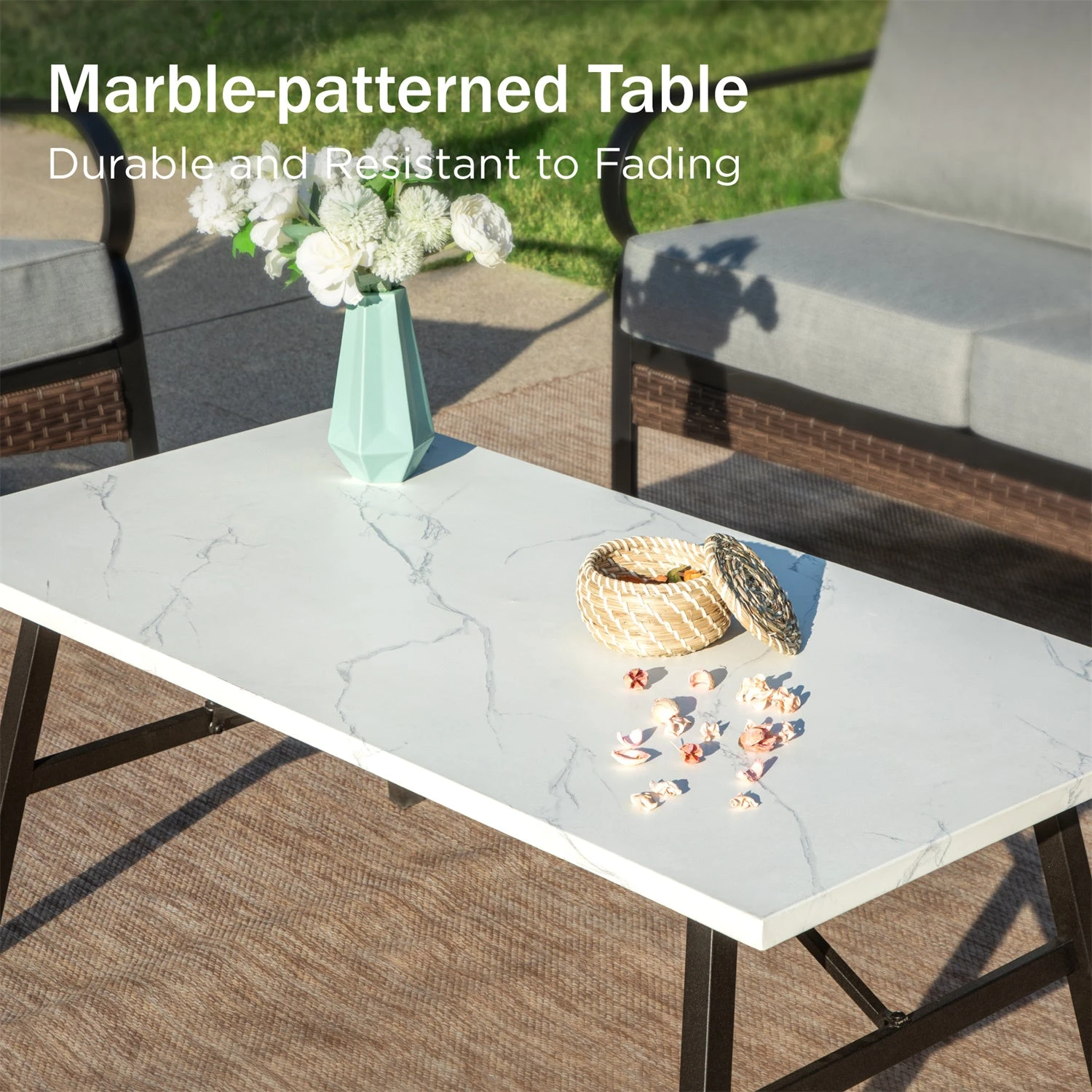 Phi Villa 5-Seater Outdoor Steel & Rattan Dark Color Sofa Set With Coffee Table 20 Phi Villa 5-Seater Outdoor Steel & Rattan Dark Color Sofa Set With Coffee Table - Image 18