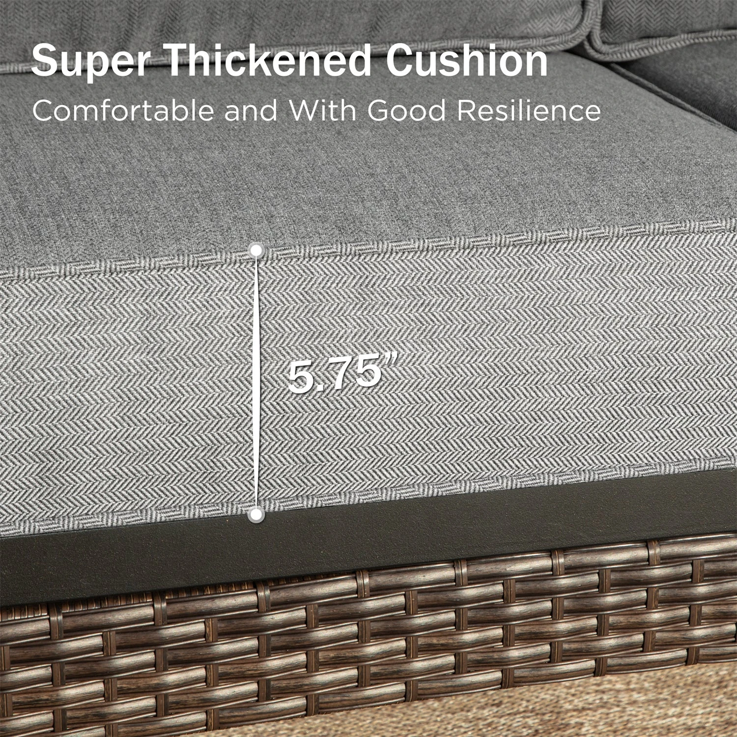 Phi Villa 5-Seater Outdoor Steel & Rattan Dark Color Sofa Set With Coffee Table 19 Phi Villa 5-Seater Outdoor Steel & Rattan Dark Color Sofa Set With Coffee Table - Image 17