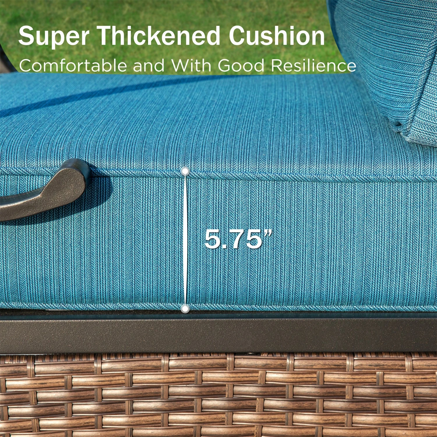 Phi Villa 4-Seater Outdoor Steel & Rattan Dark Color Sofa Set With Coffee Table 7 Phi Villa 4-Seater Outdoor Steel & Rattan Dark Color Sofa Set With Coffee Table - Image 5