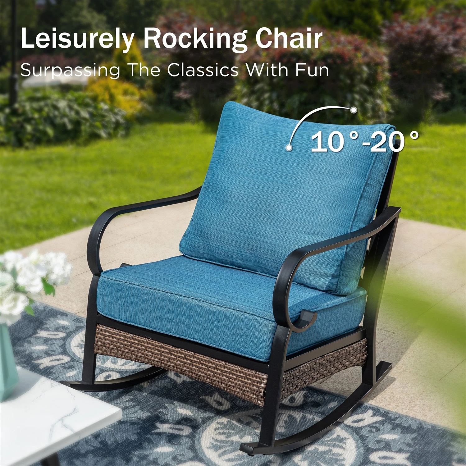 Phi Villa 4-Seater Outdoor Steel & Rattan Dark Color Sofa Set With Coffee Table 5 Phi Villa 4-Seater Outdoor Steel & Rattan Dark Color Sofa Set With Coffee Table - Image 3