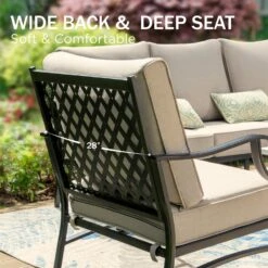 Phi Villa 5-Seater Outdoor Steel Conversation Sofa Set With Leather Grain Fire Pit Table -Phi Villa phi villa outdoor steel conversation sofa set13 a1edb484 dfbd 4898 ae19 c7aeab348b33 2