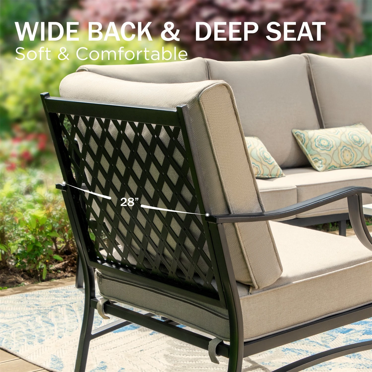 Phi Villa 7-Seater Patio Steel Conversation Sofa Set With Rectangle Fire Pit Table 14 Phi Villa 7-Seater Patio Steel Conversation Sofa Set With Rectangle Fire Pit Table - Image 12