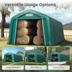 PHI VILLA Outdoor 11x32ft Green Storage Tent For Vehicles, Farm, And Agricultural Use 27 PHI VILLA Outdoor 11x32ft Green Storage Tent For Vehicles, Farm, And Agricultural Use -Phi Villa phi villa outdoor storage shed portable carport multi function shelter for vehicles farm and agricultural use04
