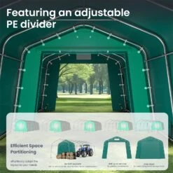 PHI VILLA Outdoor 11x32ft Green Storage Tent For Vehicles, Farm, And Agricultural Use 28 PHI VILLA Outdoor 11x32ft Green Storage Tent For Vehicles, Farm, And Agricultural Use -Phi Villa phi villa outdoor storage shed portable carport multi function shelter for vehicles farm and agricultural use05