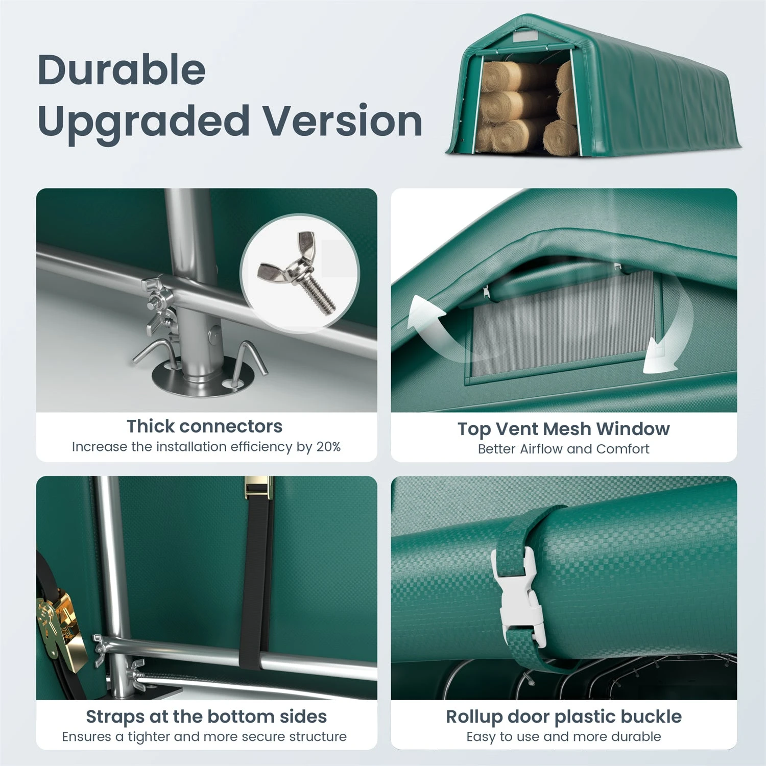 PHI VILLA Outdoor 11x32ft Green Storage Tent For Vehicles, Farm, And Agricultural Use 10 PHI VILLA Outdoor 11x32ft Green Storage Tent For Vehicles, Farm, And Agricultural Use - Image 8