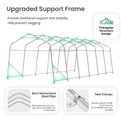 PHI VILLA Outdoor 11x32ft Green Storage Tent For Vehicles, Farm, And Agricultural Use 30 PHI VILLA Outdoor 11x32ft Green Storage Tent For Vehicles, Farm, And Agricultural Use -Phi Villa phi villa outdoor storage shed portable carport multi function shelter for vehicles farm and agricultural use07