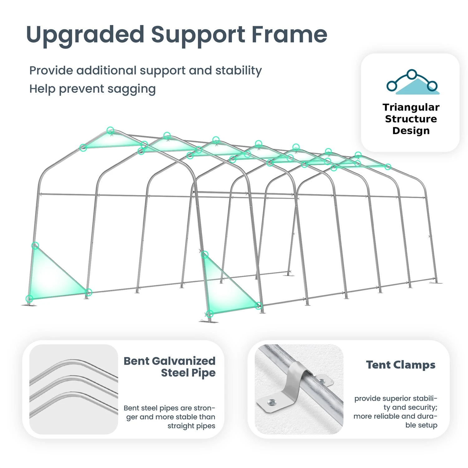 PHI VILLA Outdoor 11x32ft Green Storage Tent For Vehicles, Farm, And Agricultural Use 11 PHI VILLA Outdoor 11x32ft Green Storage Tent For Vehicles, Farm, And Agricultural Use - Image 9