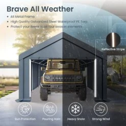 PHI VILLA Outdoor Portable Storage Carport For Motorcycle, Firewood, Garden Tools -Phi Villa phi villa outdoor storage shed with roll up ventil03 852038f0 c4d7 4ba5 92c3 4687bb6184e7