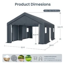 PHI VILLA Outdoor Portable Storage Carport For Motorcycle, Firewood, Garden Tools -Phi Villa phi villa outdoor storage shed with roll up ventil08 241cca8f 51cf 4d3d 8b4d 46419f8b8a35