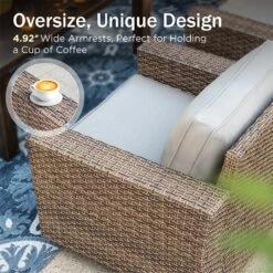 Phi Villa Luxury Patio Rattan Swivel Conversation Sofa Set -Phi Villa phi villa outdoor wicker deep sofa patio rattan swivel conversation sets with loveseat04 8b24852e 62ee 44ef b439 225990ee29db