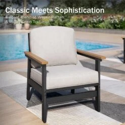 Phi Villa 5-Seater Patio Rattan And Wood-Grain Sofa Set -Phi Villa phi villa patio 5 seater rattan and wood grain sofa set2