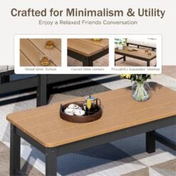 Phi Villa 5-Seater Patio Rattan And Wood-Grain Sofa Set -Phi Villa phi villa patio 5 seater rattan and wood grain sofa set6