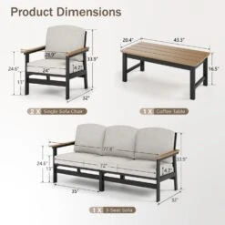 Phi Villa 5-Seater Patio Rattan And Wood-Grain Sofa Set -Phi Villa phi villa patio 5 seater rattan and wood grain sofa set9