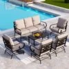 Phi Villa 7-Seater Outdoor Steel Conversation Sofa Set With Metal Coffee Table 2 Phi Villa 7-Seater Outdoor Steel Conversation Sofa Set With Metal Coffee Table -Phi Villa phi villa patio elegant sofa set with cushions10