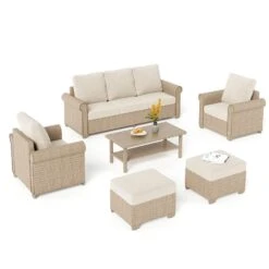 Phi Villa Patio Furniture Classic Garden Wicker Conversation Sofa Set -Phi Villa phi villa patio furniture classic garden modular wicker deep sofa set09