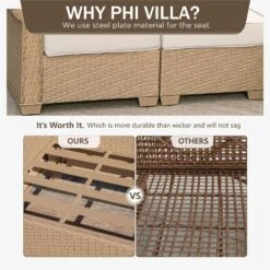 Phi Villa Outdoor Classic Garden Modular Wicker Deep Sofa Set With Coffee Table -Phi Villa phi villa patio furniture outdoor wicker deep sofa08