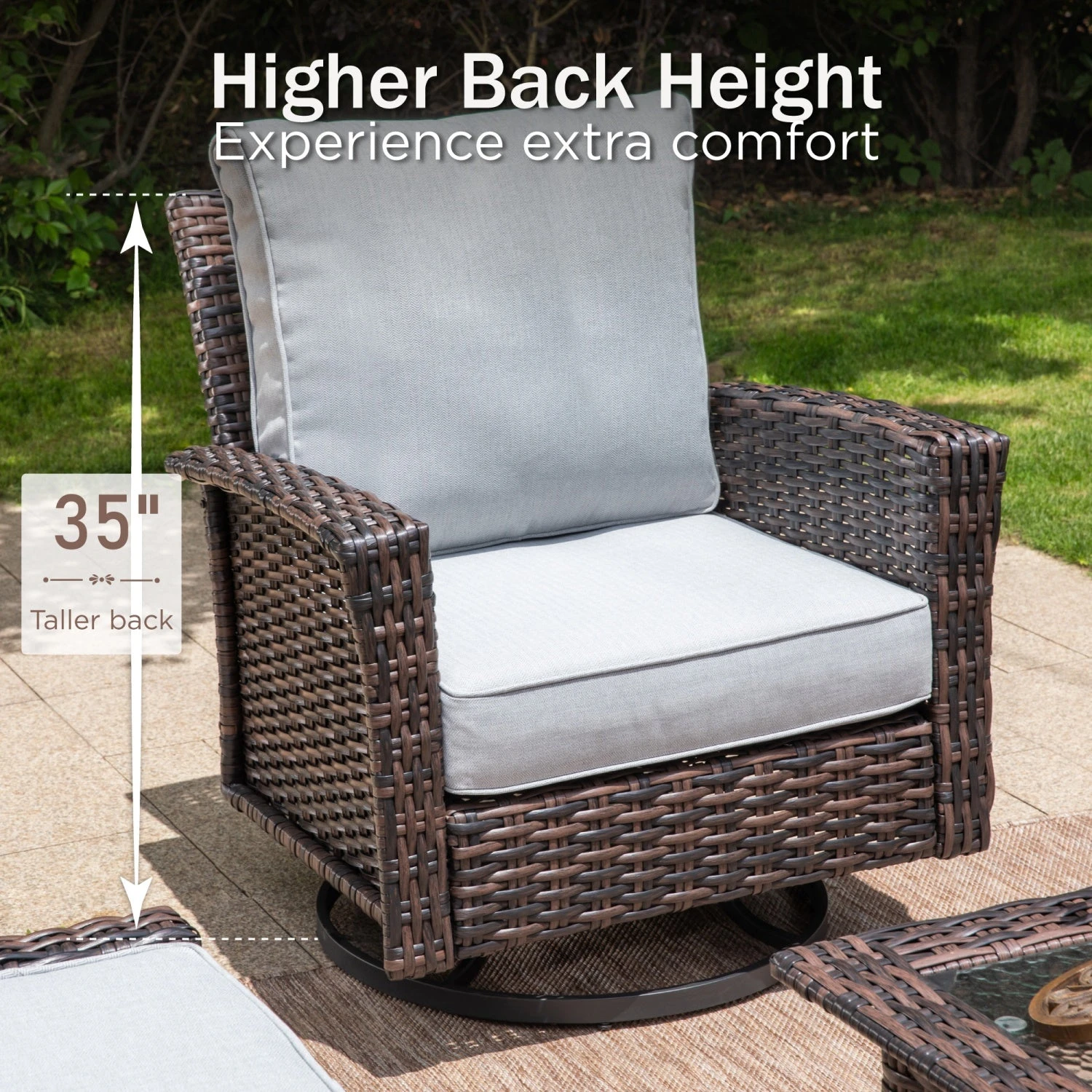 Phi Villa Patio Rattan Furniture Wicker 7-Seater Outdoor Swivel Sofa Sets 8 Phi Villa Patio Rattan Furniture Wicker 7-Seater Outdoor Swivel Sofa Sets - Image 6