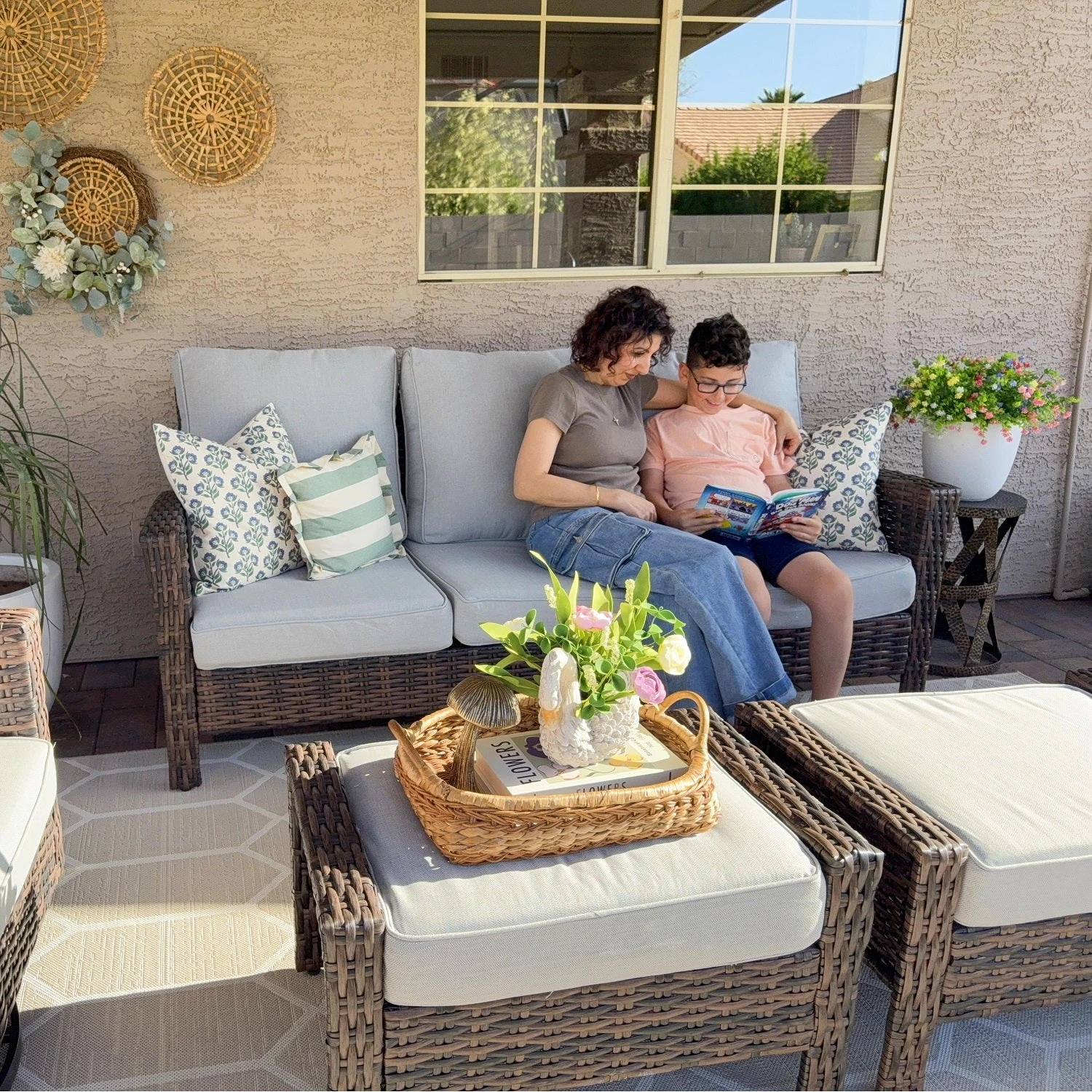 Phi Villa Patio Rattan Furniture Wicker 7-Seater Outdoor Swivel Sofa Sets 5 Phi Villa Patio Rattan Furniture Wicker 7-Seater Outdoor Swivel Sofa Sets - Image 3