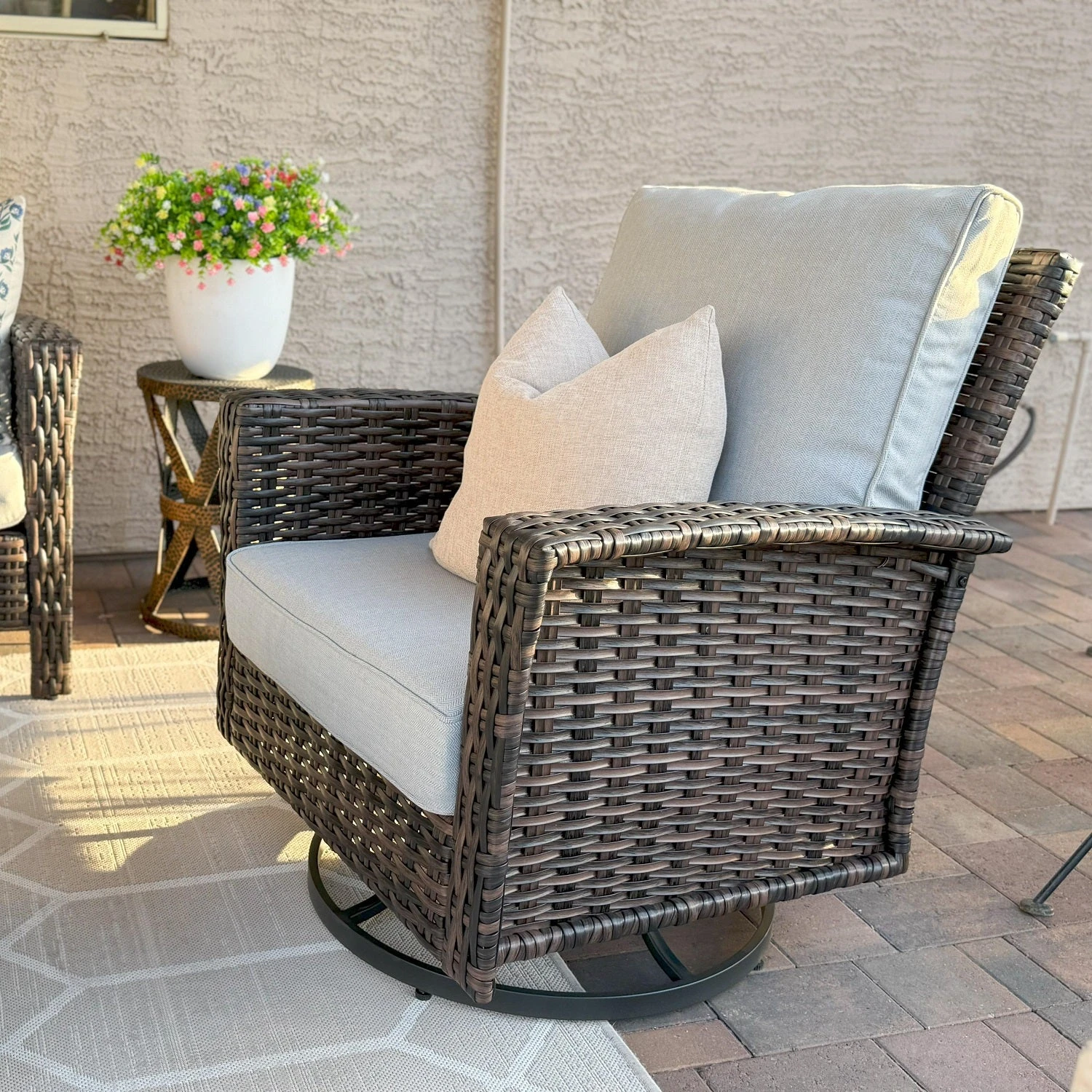 Phi Villa Patio Rattan Furniture Wicker 7-Seater Outdoor Swivel Sofa Sets 6 Phi Villa Patio Rattan Furniture Wicker 7-Seater Outdoor Swivel Sofa Sets - Image 4