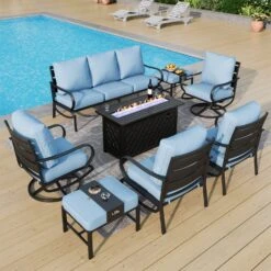 Phi Villa 9-Seater Patio Steel Conversation Sofa Sets With Leather Grain Fire Pit Table -Phi Villa phi villa patio steel conversation sofa set27 c8573b8e d45c 455f 8cbe 300ea0c2e0f8