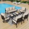 Phi Villa 9-Seater Outdoor Steel Sofa With Cushions And Multi-functional Ottomans -Phi Villa phi villa patio steel conversation sofa set32 e4690c44 7717 4b8b 8c79 1a79604c162a
