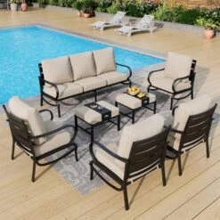 Phi Villa 9-Seater Patio Steel Sofa With Cushions And Multi-functional Ottomans -Phi Villa phi villa patio steel conversation sofa set34 9ee8f9f2 3d1a 4420 a3b5 84c1aa54f7a0
