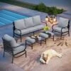 Phi Villa 7-Seater Outdoor Steel Sofa With Multi-functional Ottomans -Phi Villa phi villa patio steel conversation sofa set38