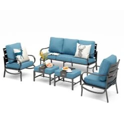 Phi Villa 7-Seater Outdoor Steel Conversation Sofa Set With Multi-functional Ottomans -Phi Villa phi villa patio steel conversation sofa set68