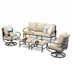 Phi Villa 7-Seater Patio Steel Sofa With Multi-functional Ottomans -Phi Villa phi villa patio steel conversation sofa set70