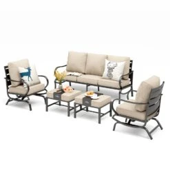 Phi Villa 7-Seater Patio Steel Sofa With Multi-functional Ottomans -Phi Villa phi villa patio steel conversation sofa set76