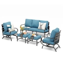 Phi Villa 7-Seater Outdoor Steel Conversation Sofa Set With Multi-functional Ottomans -Phi Villa phi villa patio steel conversation sofa set80