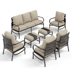 Phi Villa 9-Seater Patio Steel Sofa With Cushions And Multi-functional Ottomans -Phi Villa phi villa patio steel conversation sofa18