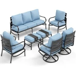 Phi Villa 9-Seater Outdoor Steel Sofa With Cushions And Multi-functional Ottomans -Phi Villa phi villa patio steel conversation sofa21 dfa2c390 b91c 403e 875e d4a40d43b2c1