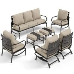 Phi Villa 9-Seater Patio Steel Sofa With Cushions And Multi-functional Ottomans -Phi Villa phi villa patio steel conversation sofa29