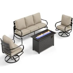 Phi Villa 5-Seater Patio Steel Conversation Sofa Sets With Leather Grain Fire Pit Table -Phi Villa phi villa patio steel conversation sofa32