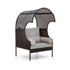 PHI VILLA Rattan Outdoor Furniture Wicker Single Sofa With Top Canopy -Phi Villa phi villa rattan outdoor furniture wicker single sofa with top canopy01
