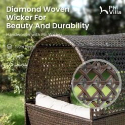 PHI VILLA Rattan Outdoor Furniture Wicker Single Sofa With Top Canopy -Phi Villa phi villa rattan outdoor furniture wicker single sofa with top canopy05