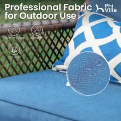 $499 PHI VILLA 3 PC Rattan Swivel Rocking Chairs Outdoor Conversation Set -Phi Villa phi villa rattan swivel chairs conversation set02