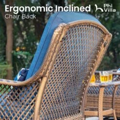 $499 PHI VILLA 3 PC Rattan Swivel Rocking Chairs Outdoor Conversation Set -Phi Villa phi villa rattan swivel chairs conversation set09
